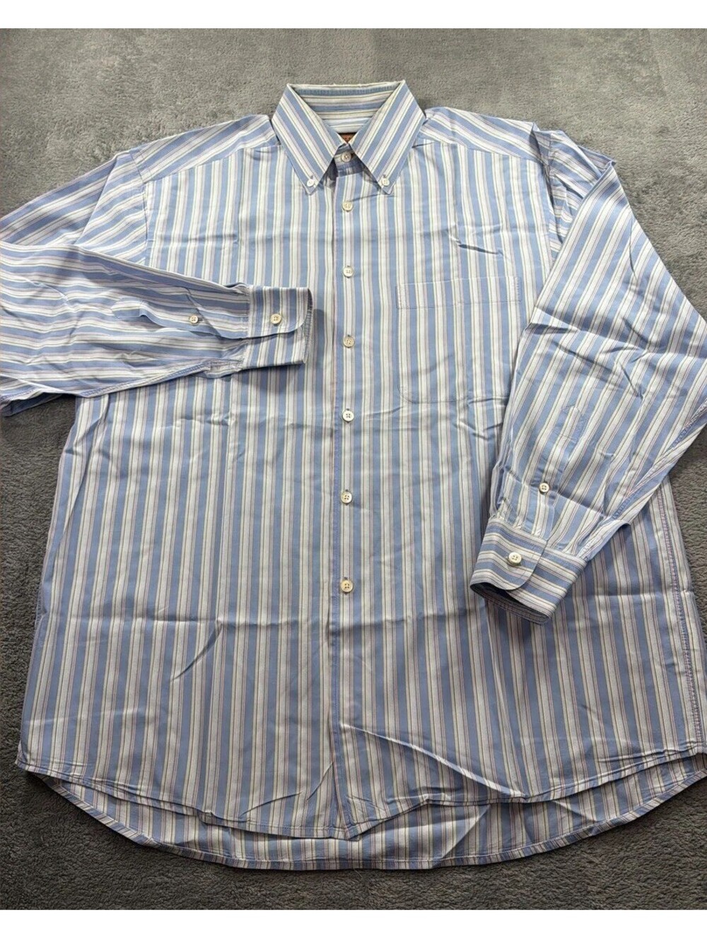 Bullock & Jones Mens Large Blue White Striped Long Sleeve Button Down Shirt